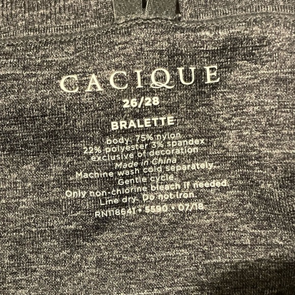 Cacique Women Bra Bralette Wireless Adjustable Straps Racerback Plus Size 26/28 - Picture 5 of 5